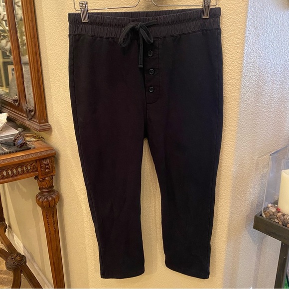 JAMES PERSE Women Black Drawstring Cropped Pants Size 1(S)-Made in Japan - Picture 1 of 8